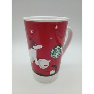 Starbucks 2011 Christmas Red Dog & Boy Sled Holiday Coffee Mug